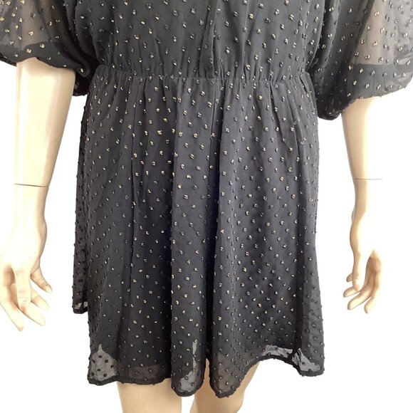 Buddy Love Black Dress Size Small V-Neck Dolman Puffy Sleeves Open‎ Back - Picture 7 of 8